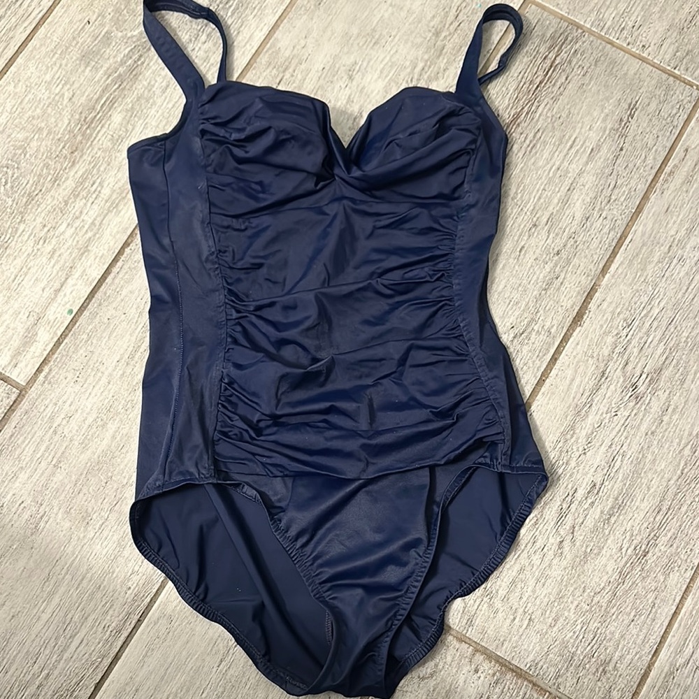 Croft and Barrow Navy Blue One-Piece Swimsuit Size 12